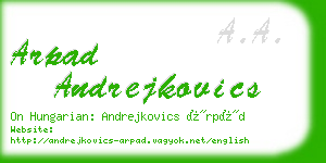 arpad andrejkovics business card